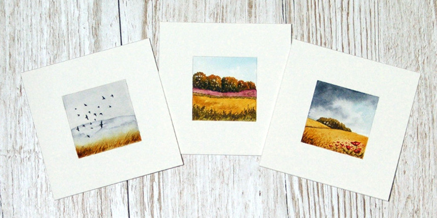 harvest watercolour miniature paintings